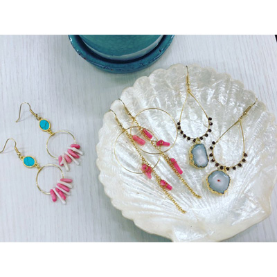 天然石イヤリング